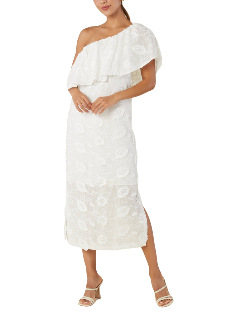 Sutton One-Shoulder Dress in White