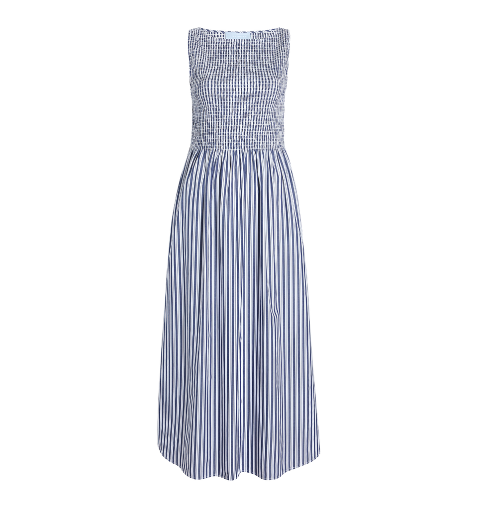 The Cosima Nap Dress in Navy Stripe