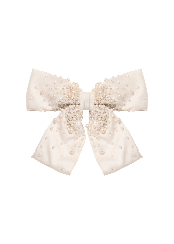 Taryn Bow Barrette in Pearl