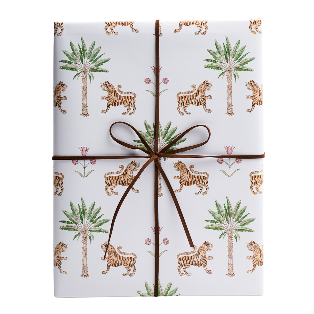 Tiger Palm Wrapping Paper In Crimson