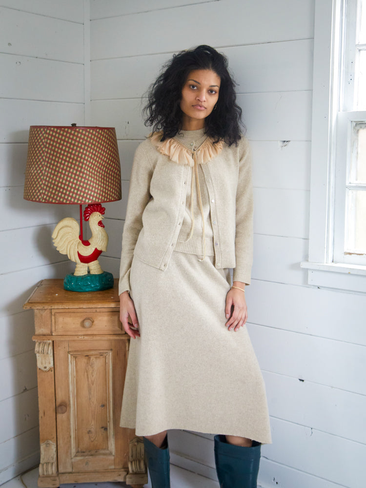 Brushed Wool A-Line Skirt Skirt Lingua Franca