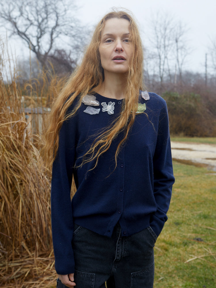 Wire Montauk Cardigan Cardigan Lingua Franca Navy XS