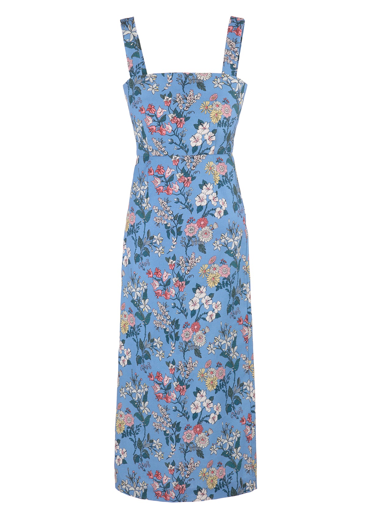 OTM Exclusive: Long Slip Dress in Blue Multi Floral