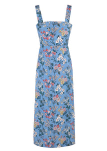 OTM Exclusive: Long Slip Dress in Blue Multi Floral