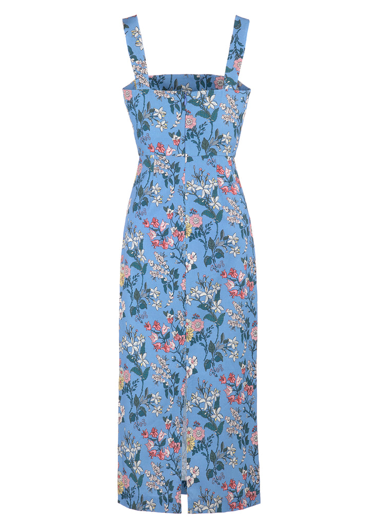 OTM Exclusive: Long Slip Dress in Blue Multi Floral