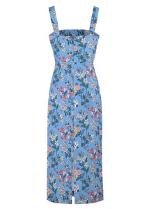 OTM Exclusive: Long Slip Dress in Blue Multi Floral