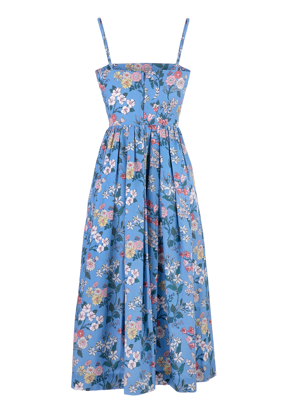OTM Exclusive: Skinny-Strap Poof Dress in Blue Multi Floral