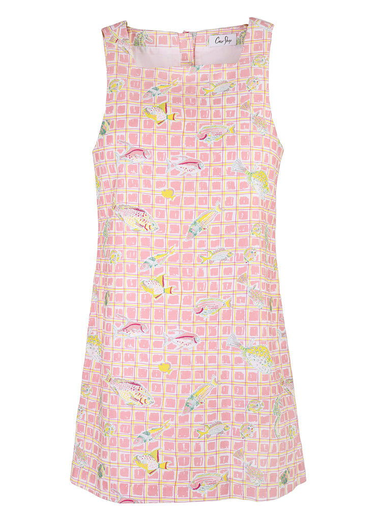 OTM Exclusive: Classic Mini Shift Dress in Pink Fishing Net