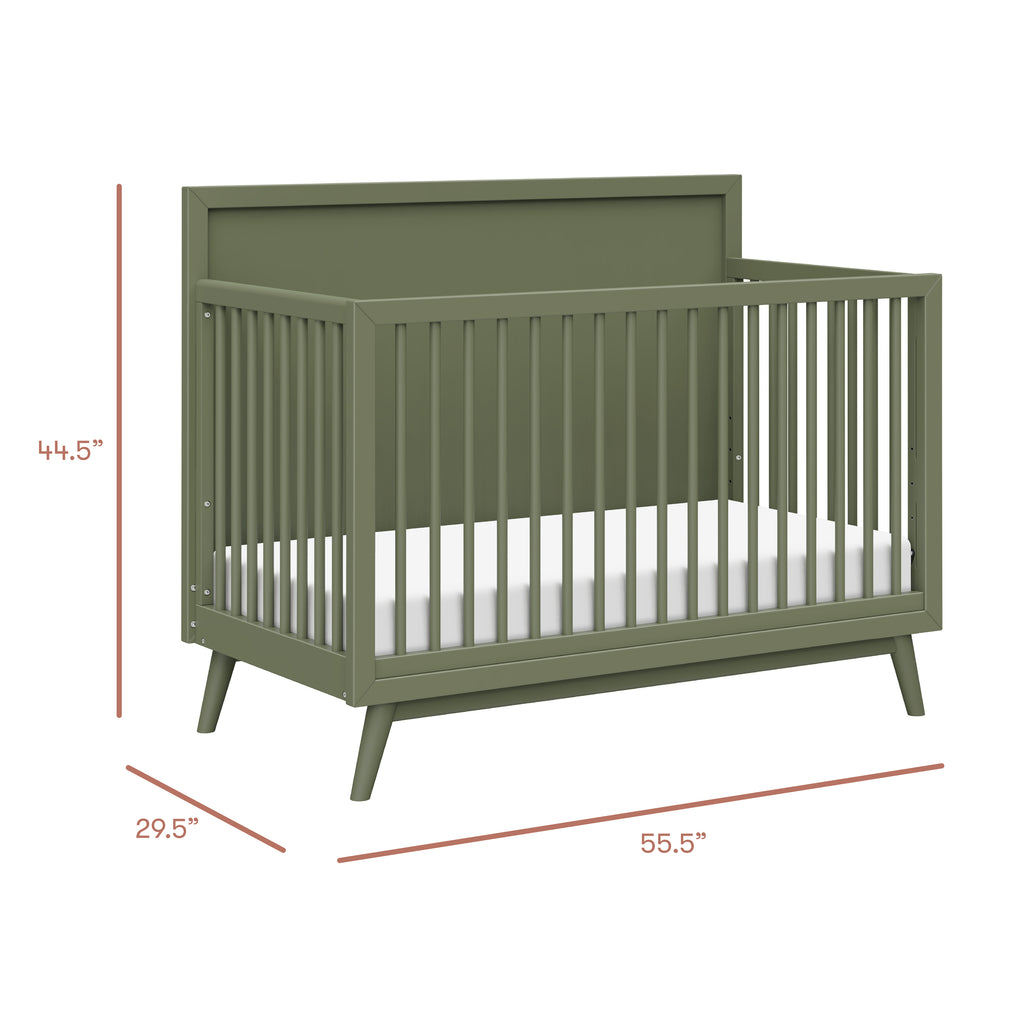 Palma 4-in-1 Convertible Crib with Toddler Bed Conversion Kit in Olive