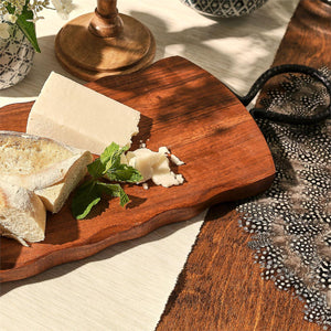 Rustic Edge Serving Boards with Hammered Iron Handle
