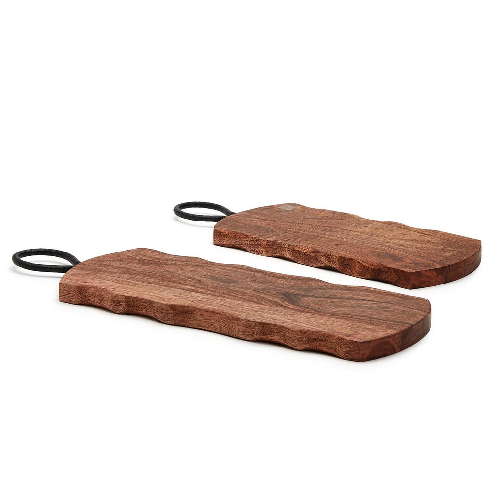 Rustic Edge Serving Boards with Hammered Iron Handle