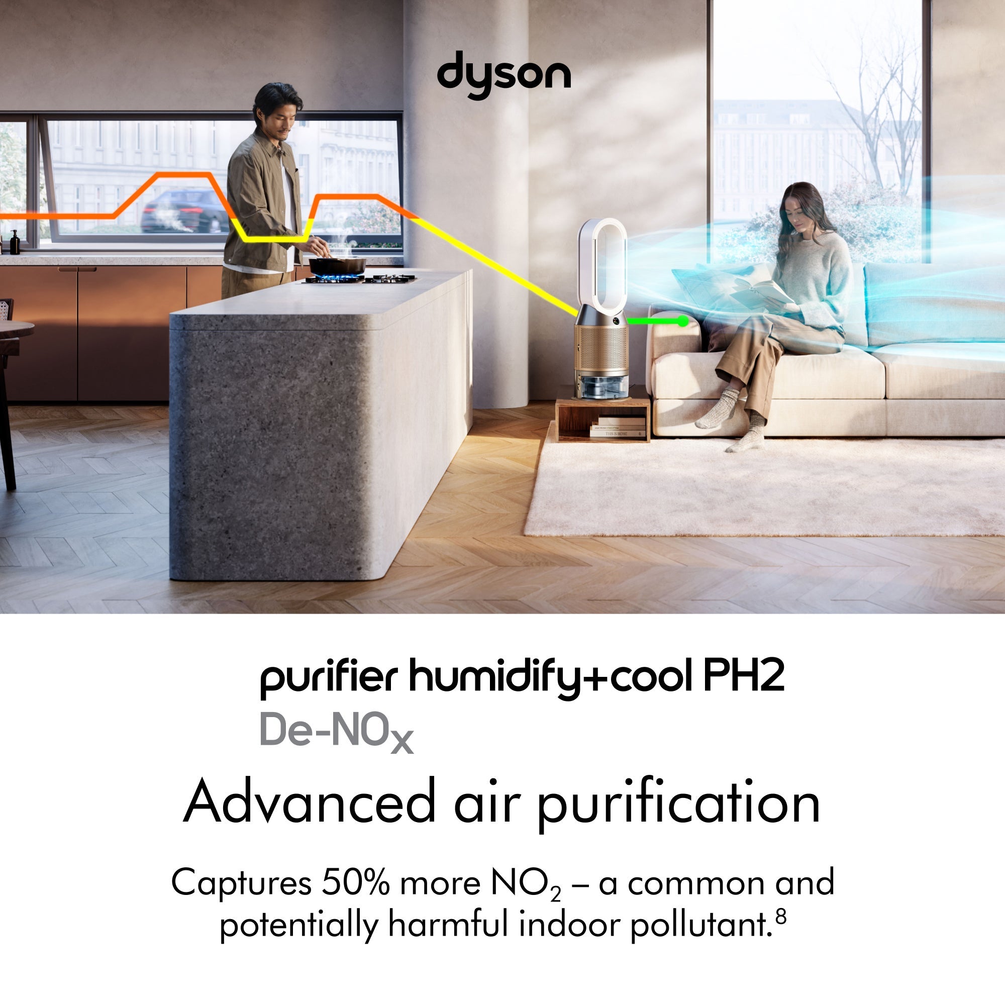 Purifier Humidify + Cool De-Nox PH2 in White & Gold