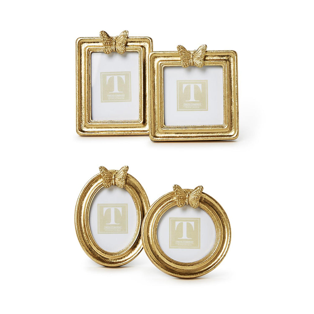 Golden Butterfly Gold Leaf Finish Photo Frames, Set of 4