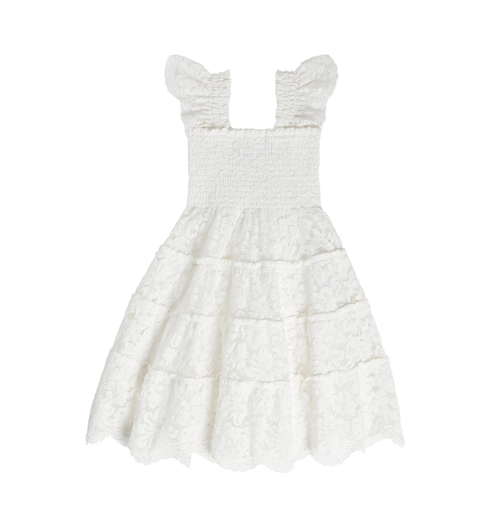 The Baby Lace Ellie Nap Dress in White Lace