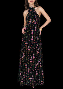 Rosie Crepe Maxi Dress in Sierra Jungle Black