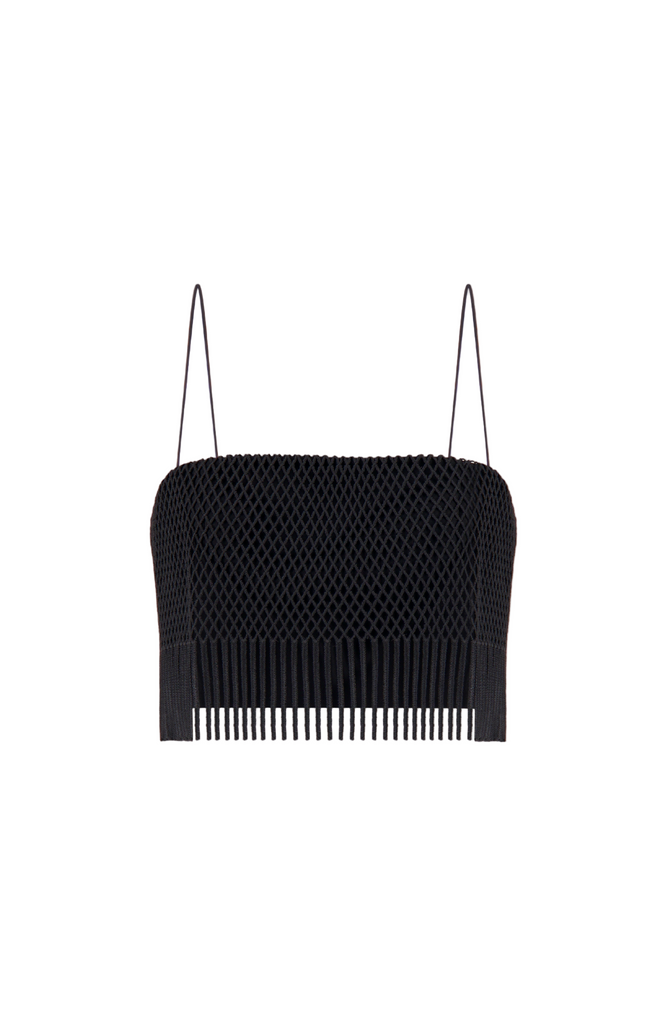 Macrame Lace Cropped Top in Black
