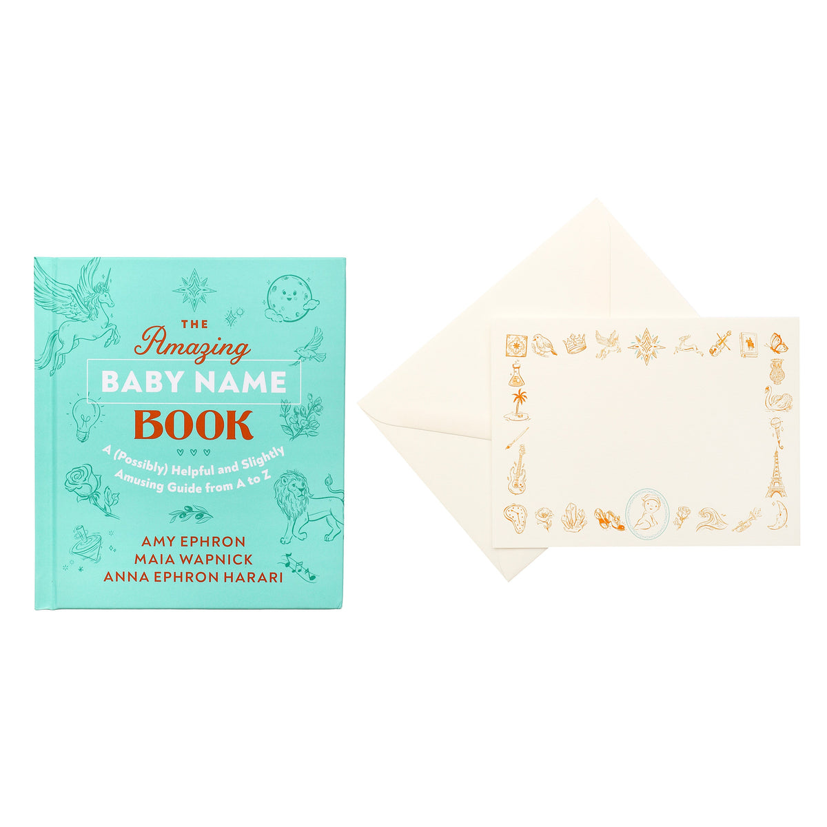 Stationery Card Set with Book in Orange