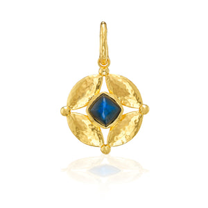 Mystic Eye Double-Sided Pendant in Blue Labradorite & Green Onyx