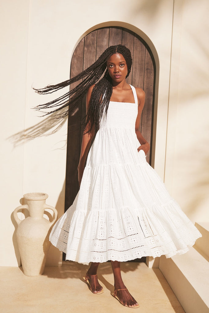Taormina Dress in Bria Eyelet Ivory