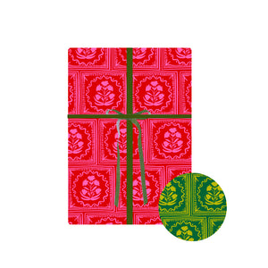 Holiday Block Print Reversible Gift Wrap