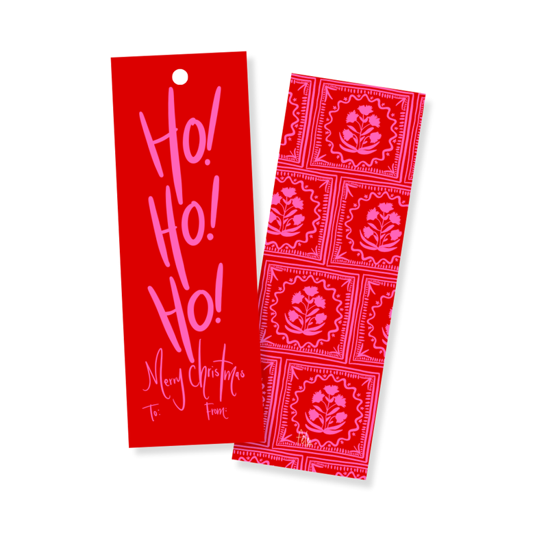 Block Print Ho! Ho! Ho! Gift Tag Set