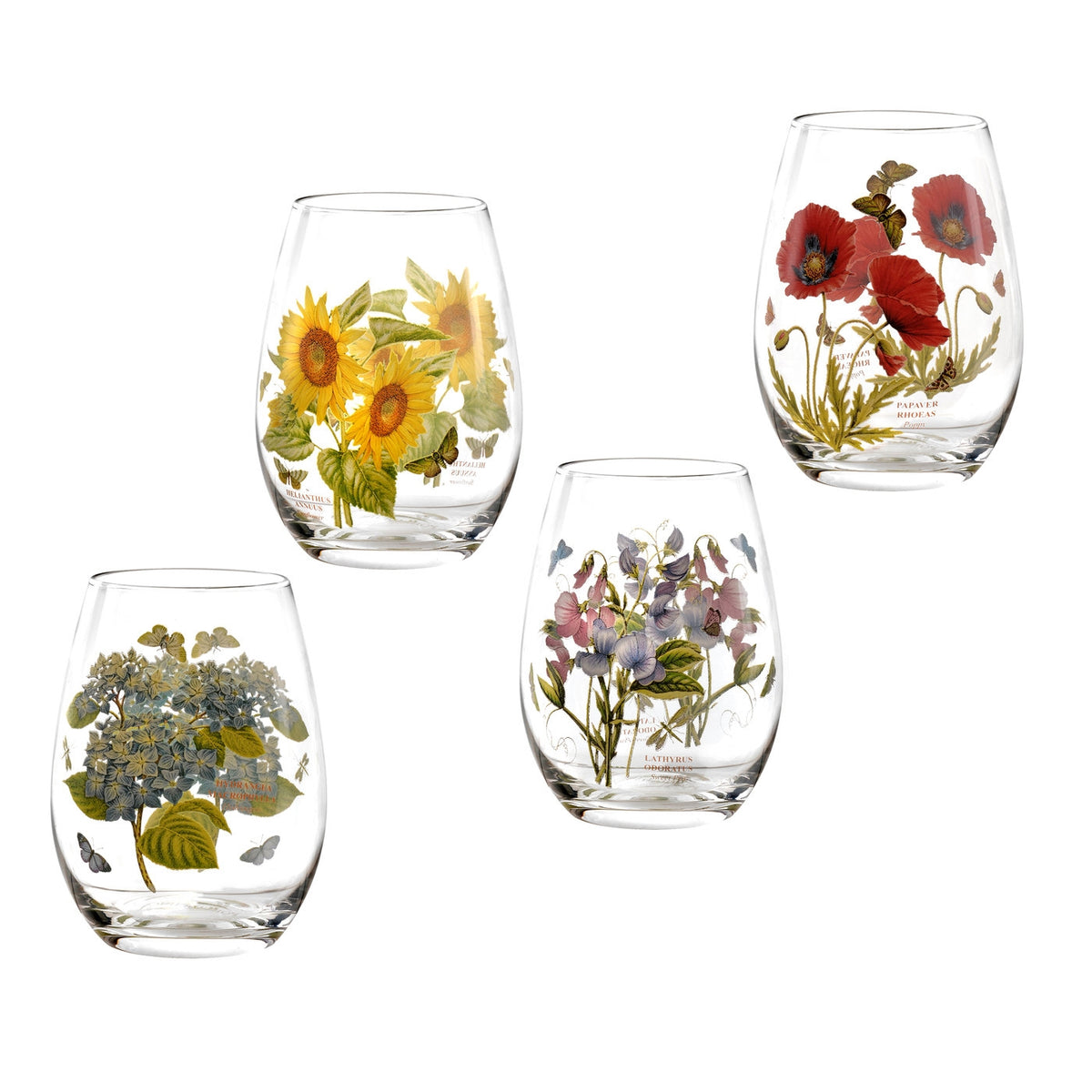 Botanic Garden Stemless Wine Glasses, Set of 4