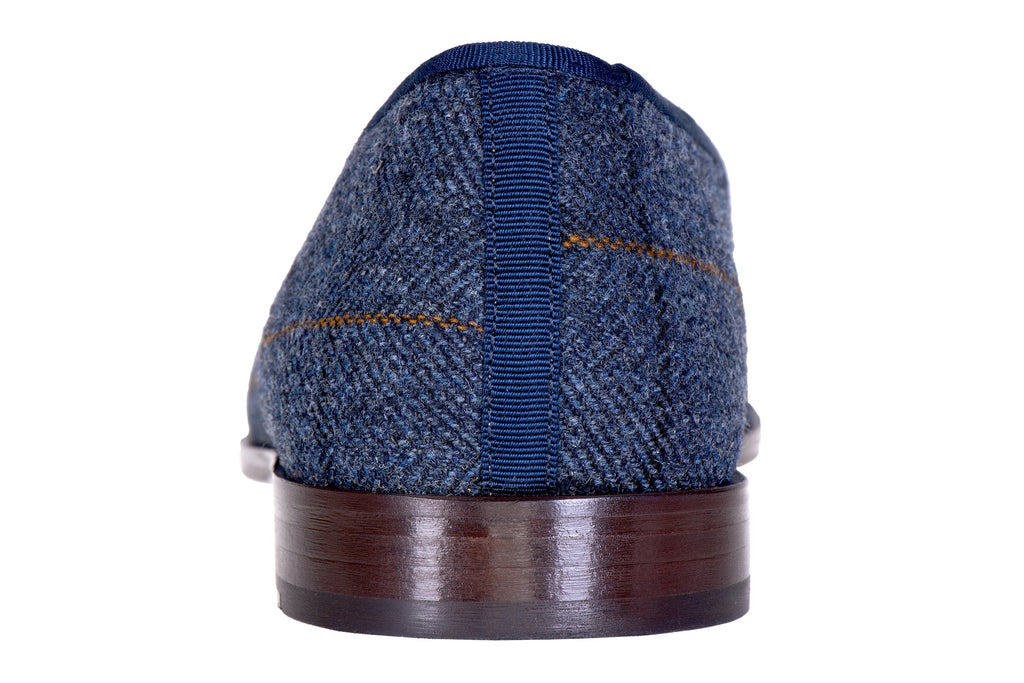 Our Glenshire Navy Plaid Slipper on a white background.