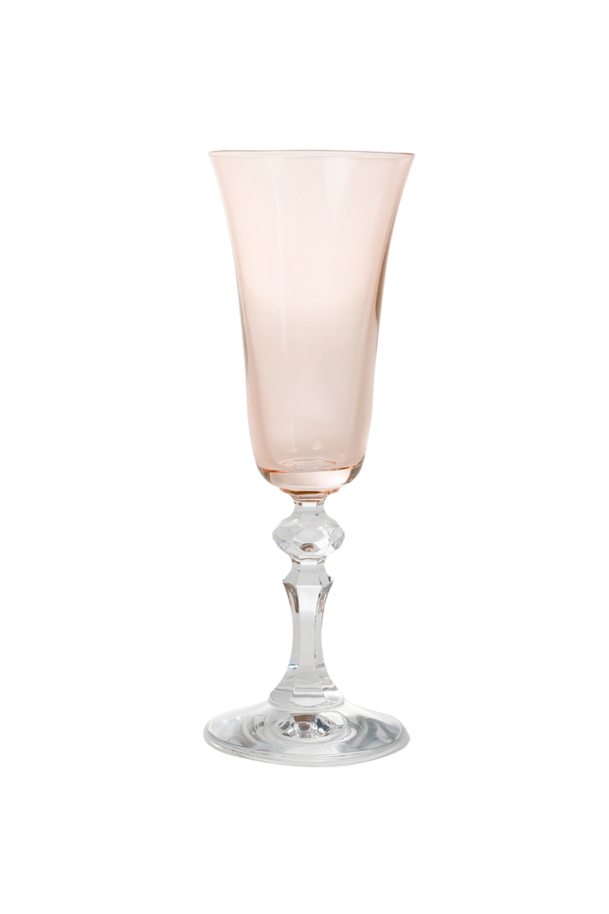 Estelle Colored Regal Flute With Clear Stem, Set of 6 in Blush Pink