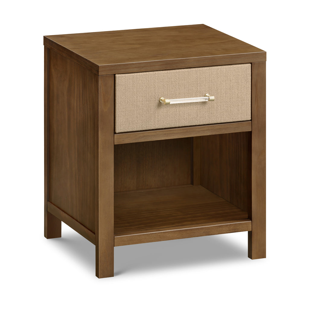 Eloise Assembled Nightstand in Natural Walnut & Performance Sand Eco-Weave
