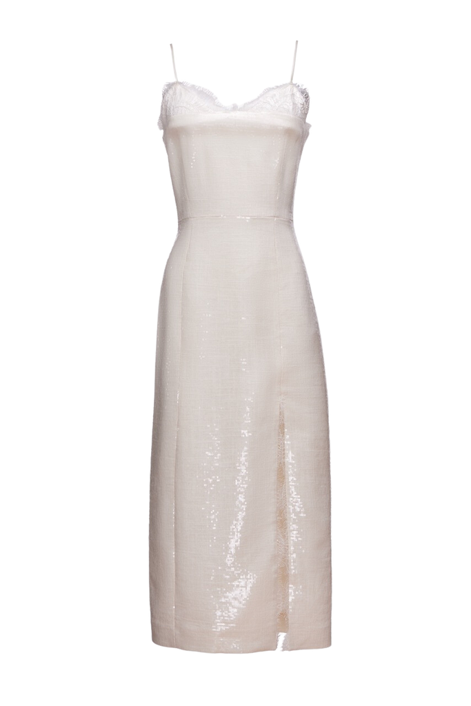 Penny Dress in Ivory Sequin Linen