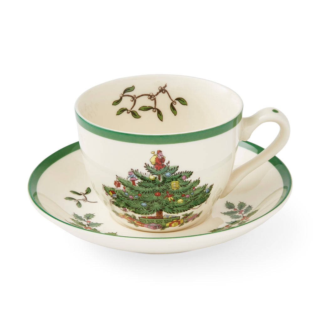Christmas Tree 7 oz. Teacup & Saucer