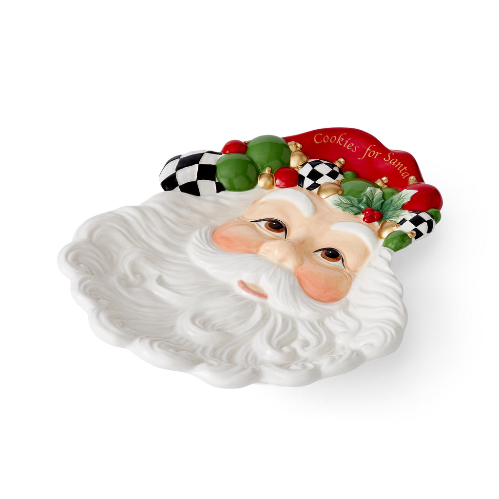 Christmas Tree Black & White 12" Santa Plate