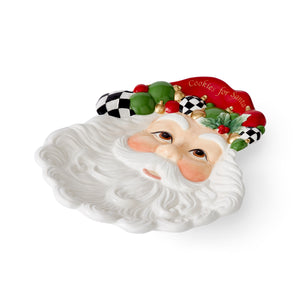 Christmas Tree Black & White 12" Santa Plate