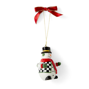 Christmas Tree Black & White Snowman Ornament