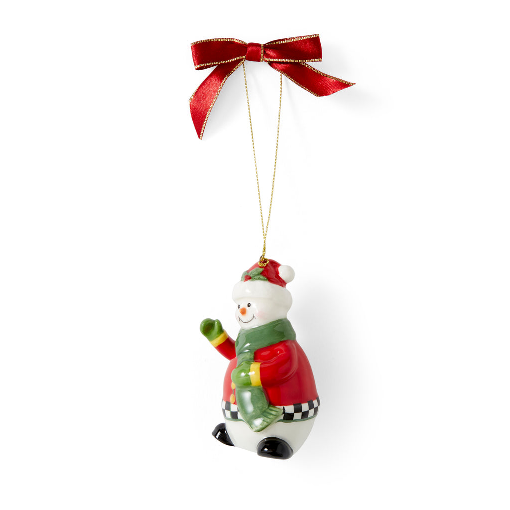 Christmas Tree Black & White Snowwoman Ornament