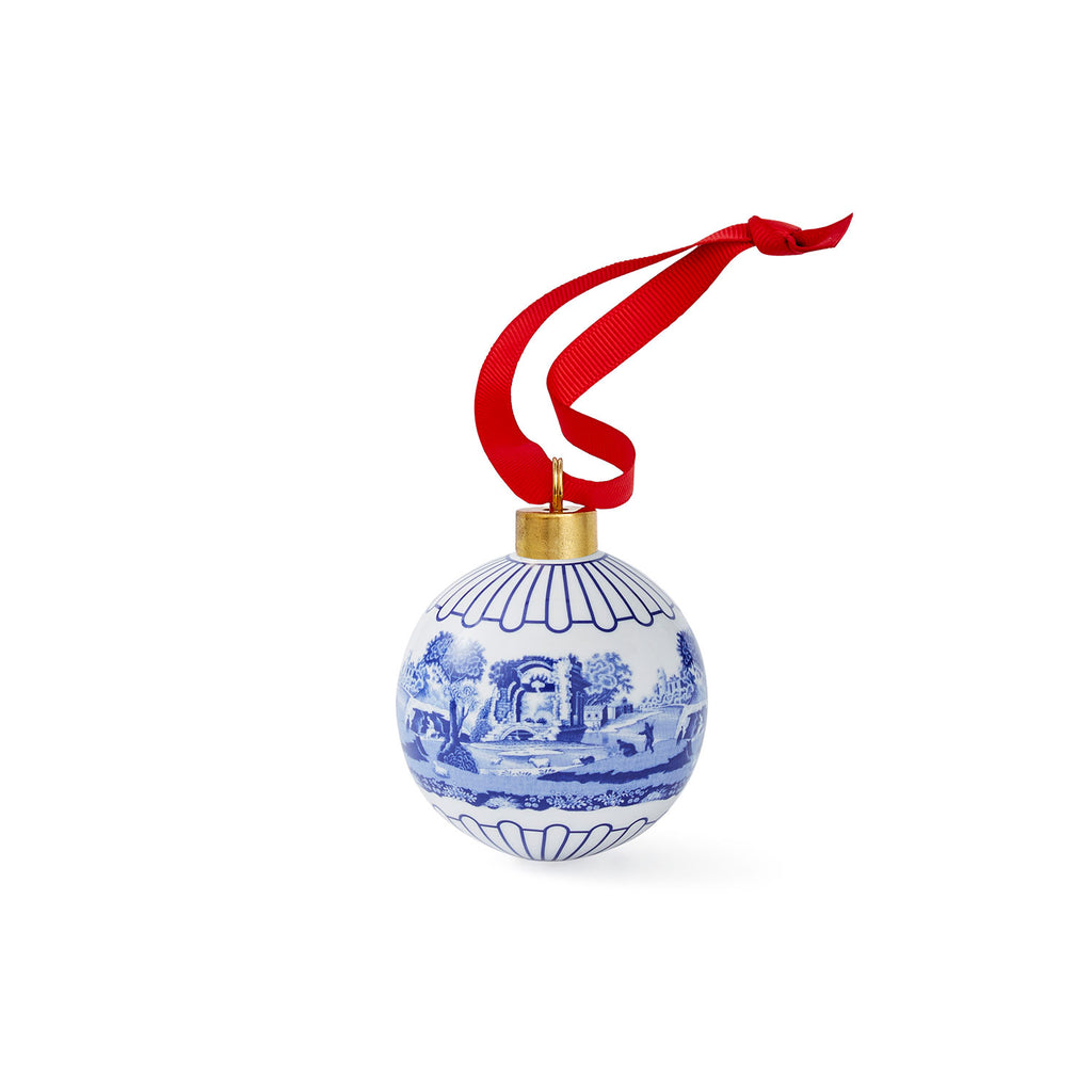 Blue Italian Christmas Bauble with Full Scene