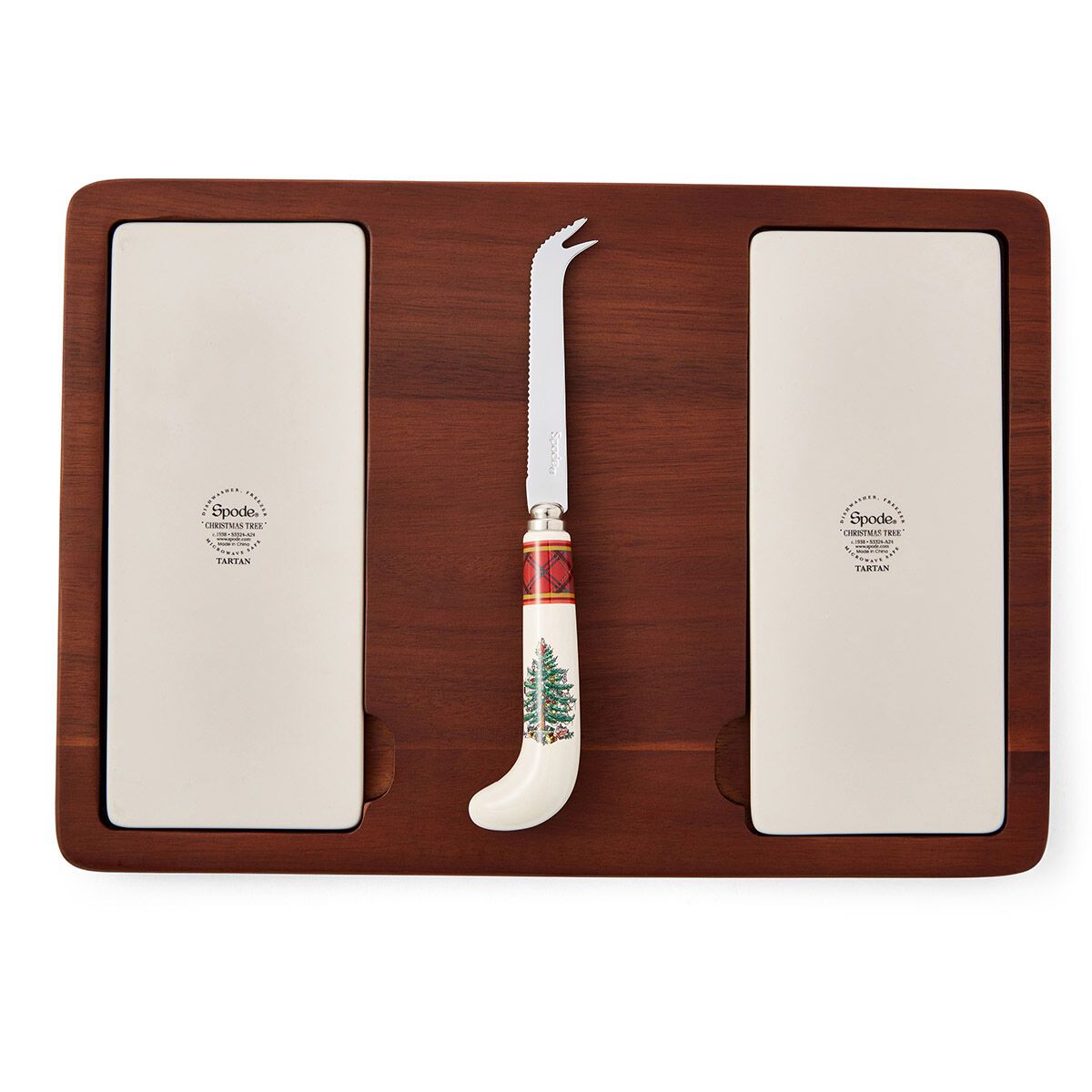 Christmas Tree Tartan 13" Cheese Board & Knife