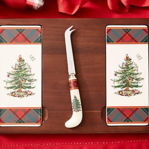 Christmas Tree Tartan 13" Cheese Board & Knife