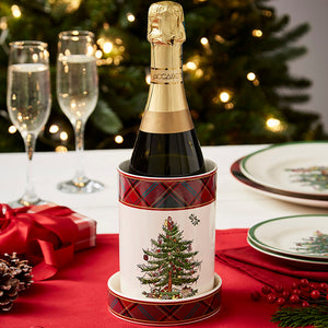 Christmas Tree Tartan 2-Piece Wine Chiller & Coaster Set
