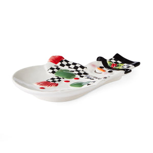 Christmas Tree Black & White 8.5" Snowman Dish