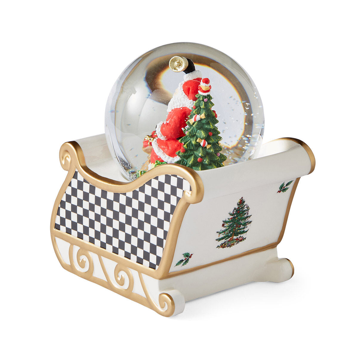 Christmas Tree Black & White Santa Snow Globe