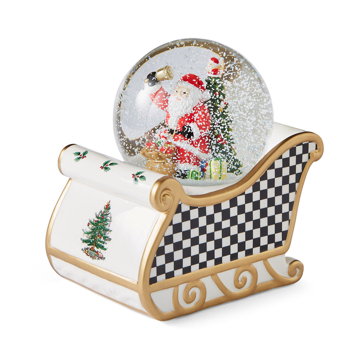Christmas Tree Black & White Santa Snow Globe