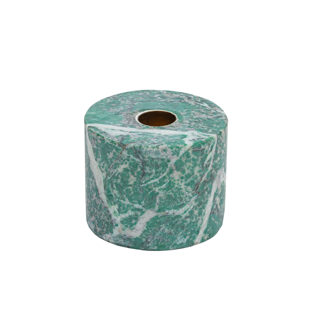 Pedestal Candlestick in Green Quartz