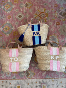 Embroidered Blue Stripe Tote