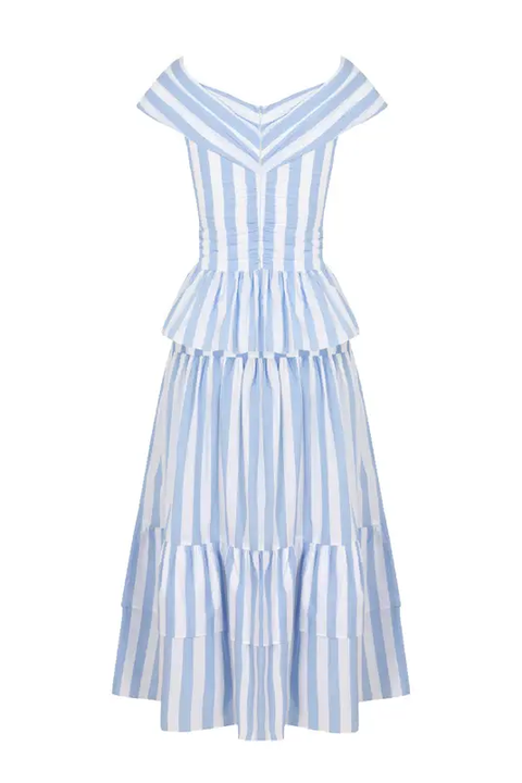 Aurelie Set in Blue & White Stripes