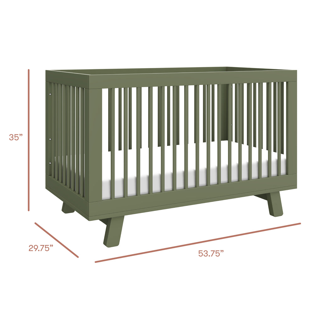 Hudson 3-in-1 Convertible Crib with Toddler Bed Conversion Kit in Olive