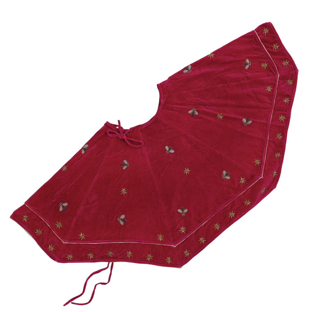 Sparkle Bee Tree Skirt in Berry