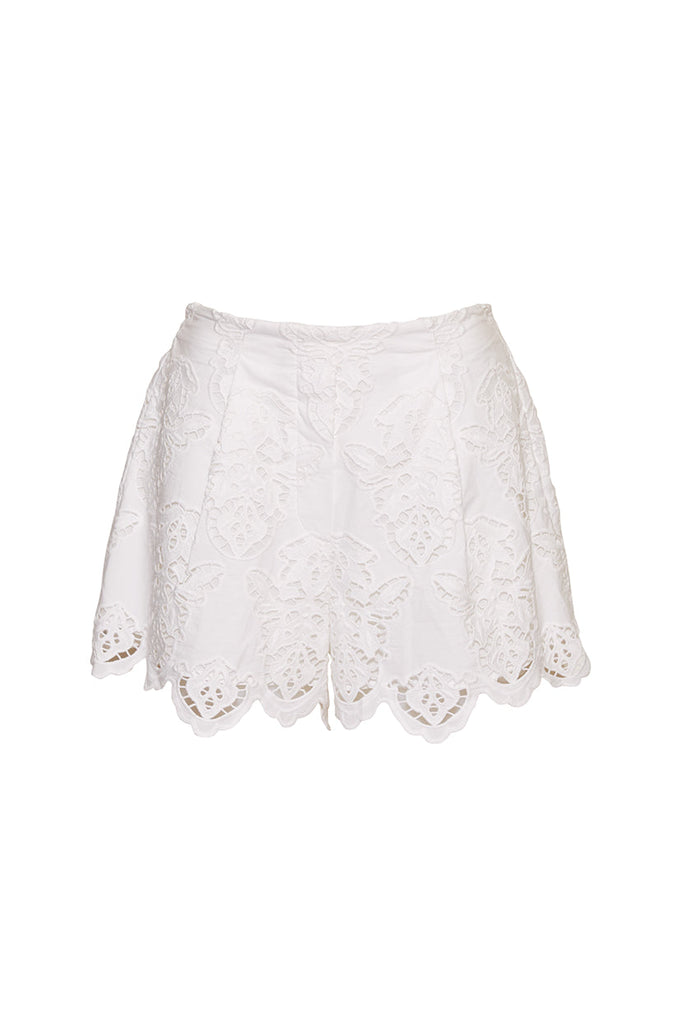 Trish Shorts in White Embroidered Eyelet