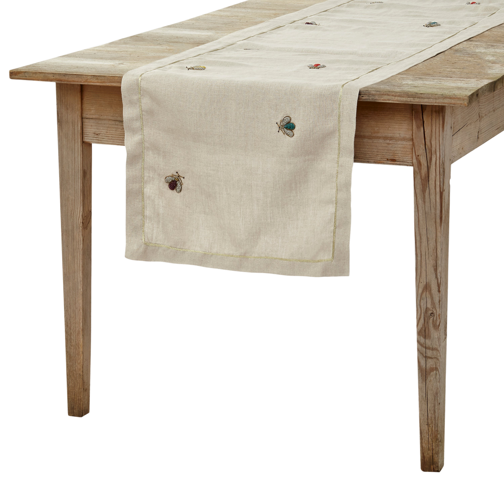Embroidered Sparkle Bee Table Runner