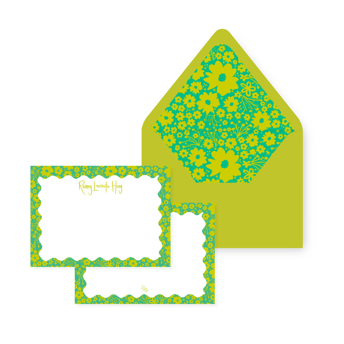 Chartreuse Ditsy Floral Stationery